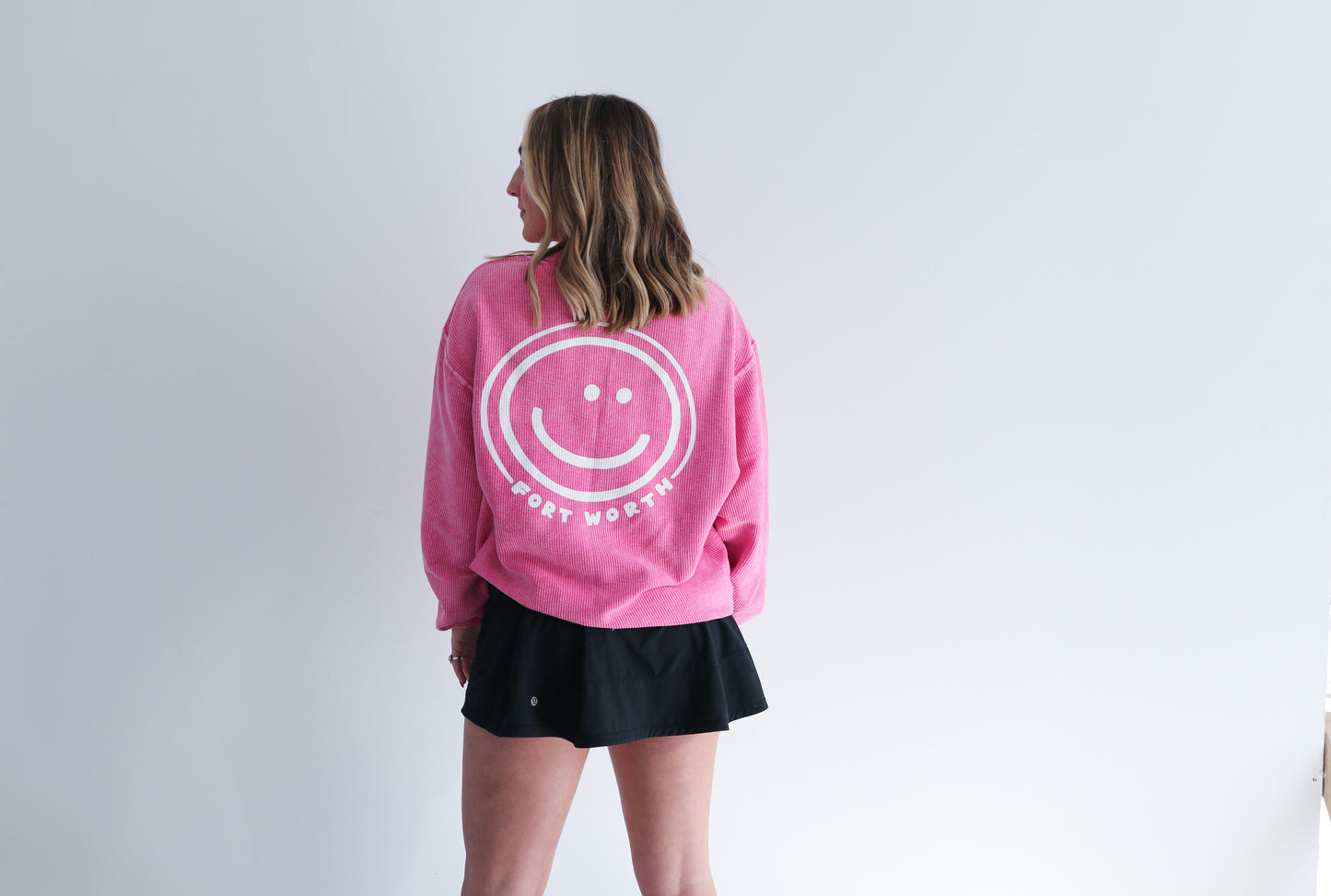 Pink Fort Worth Smiley Sweatshirt
