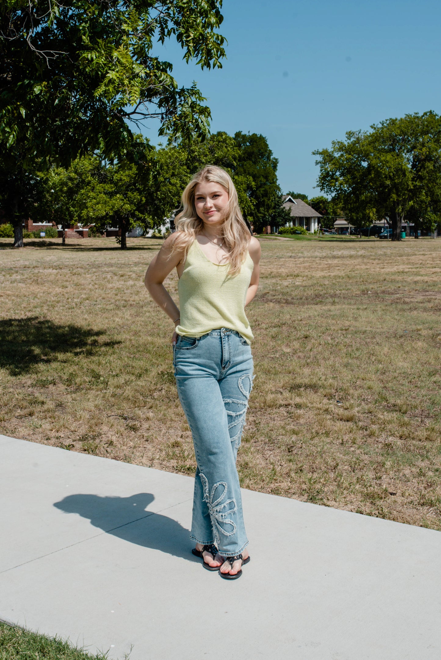 Denim Flower Jeans