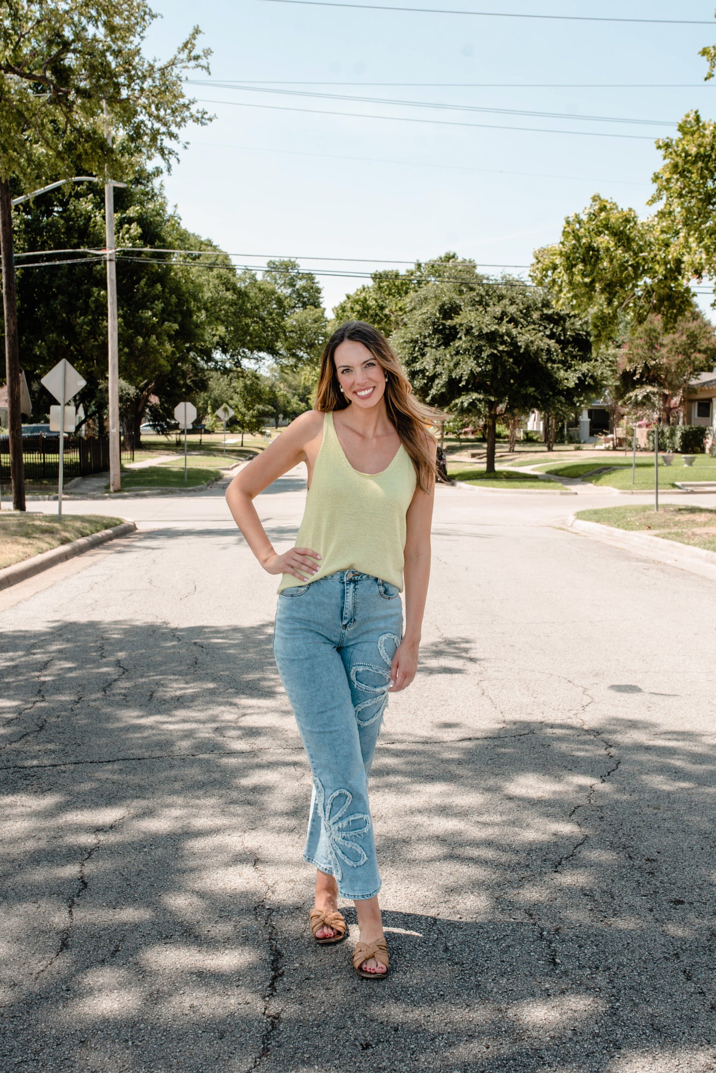 Denim Flower Jeans