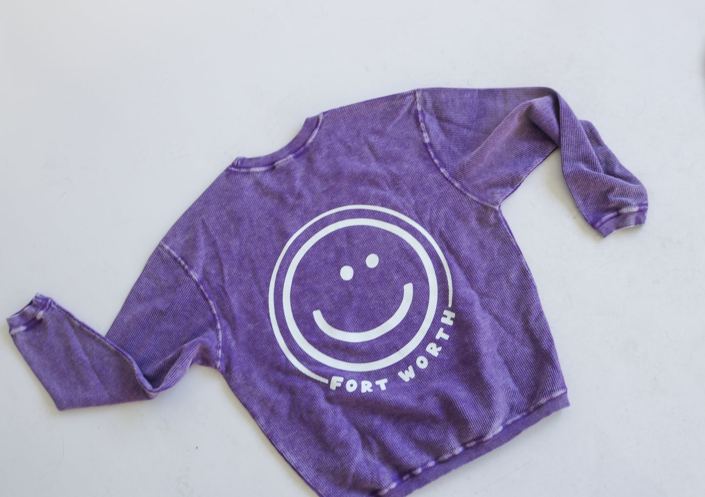 Purple Fort Worth Smiley Sweatshirt