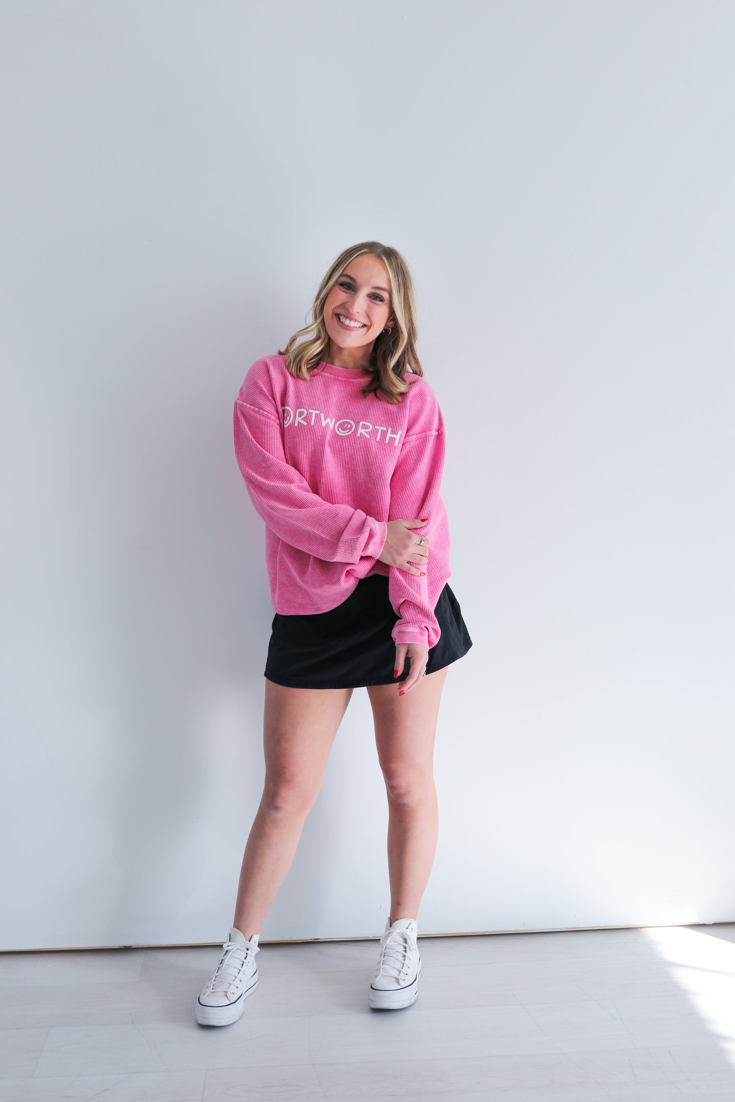 Pink Fort Worth Smiley Sweatshirt