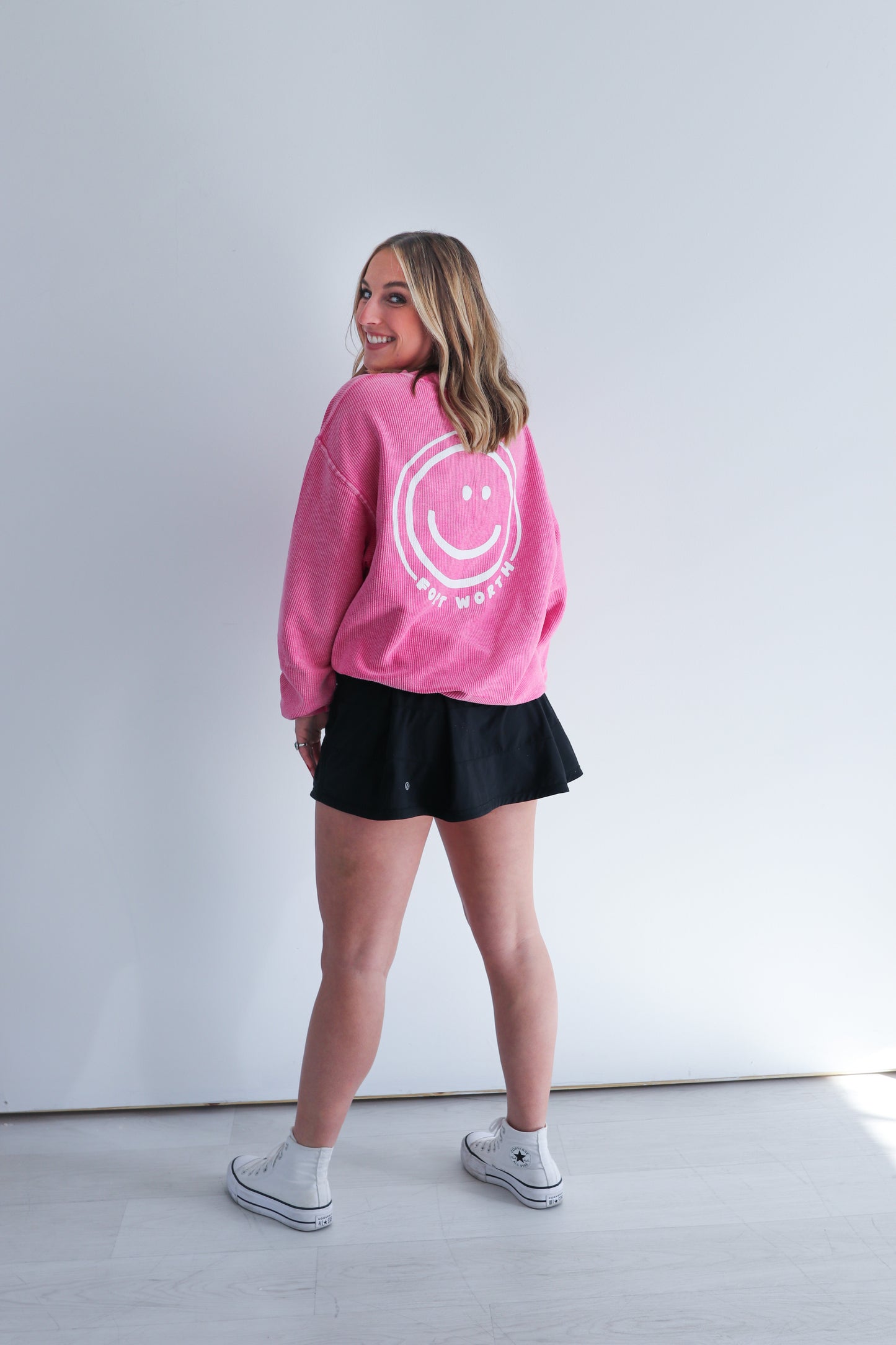 Pink Fort Worth Smiley Sweatshirt